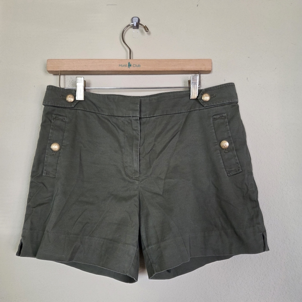 Talbots Army Olive Green Shorts Gold Buttons Old Money Elevated